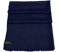 CJ Apparel Bleu Marine Echarpe de Pashmina en Châle Népalaise Solide Couleur Unie Conception Wrap Étole Secondes