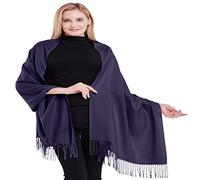 CJ Apparel Bleu Nuit Couleur Unique Style Tissé en Sergé 100% Cachemire Châle Echarpe Manteau Etole Plaid Pashmina Nouvelle
