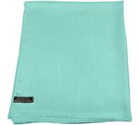 CJ Apparel Bleu Vert Echarpe de Pashmina en Châle Népalaise Solide Couleur Unie Conception Wrap Étole