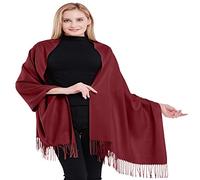 CJ Apparel Bordeaux Couleur Unique Style Tissé en Sergé 100% Cachemire Châle Echarpe Manteau Etole Plaid Pashmina Nouvelle
