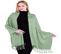CJ Apparel Châle de couleur unie - Écharpe de secondes - Couvre-visage - Pashmina, Vert sauge An1112c, Taille unique
