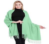 CJ Apparel Châle en cachemire 100% vert bébé, bleu, vert, cyan, écharpe pashmina, étole, fabriqué à la main au Népal