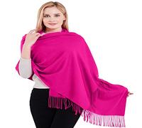 CJ Apparel Châle en cachemire rose vif 100% cachemire, écharpe pashmina, étole, foulard, foulard, fait à la main au Népal