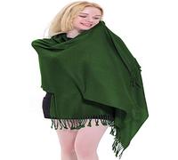 CJ Apparel Châle népalais - Couleur unie - Écharpe - Écharpe - Couvre-visage - Pashmina, vert émeraude, taille unique