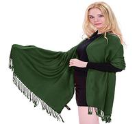 CJ Apparel Châle népalais uni pour écharpe, écharpe, couvre-tête, pashmina, Vert émeraude V1041, taille unique