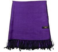 CJ Apparel Châle népalais uni pour écharpe, écharpe, couvre-tête, pashmina, Violet et noir V1103, taille unique