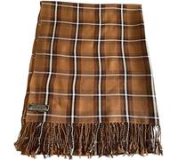 CJ Apparel Écharpe à pompons népalais avec motif tartan, Tartan marron, taille unique