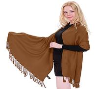 CJ Apparel Écharpe Châle Pashmina Pashminas CJ Apparel Couleur unie - Marron - Taille unique