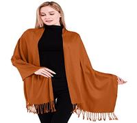 CJ Apparel Écharpe népalaise avec pompons de couleur unie - Fabriquée à la main au Népal, Orange brûlé An1019a#s, taille unique