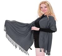 CJ Apparel Gris Foncé Solide Couleur Unie Conception Népalaise Châle écharpe étole Wrap Châles Pashminas Nouvelle