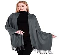 CJ Apparel Gris Foncé Solide Couleur Unie Conception Népalaise Châle écharpe étole Wrap Secondes