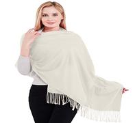 CJ Apparel Ivoire Couleur Unique Style Tissé en Sergé 100% Cachemire Châle Echarpe Manteau Etole Plaid Pashmina Nouvelle