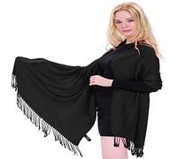 CJ Apparel Noir Solide Couleur Unie Conception Népalaise Châle écharpe étole Wrap Châles Pashminas Nouvelle