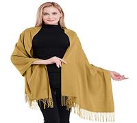 CJ Apparel Or Brun Couleur Unique Style Tissé en Sergé 100% Cachemire Châle Echarpe Manteau Etole Plaid Pashmina Nouvelle