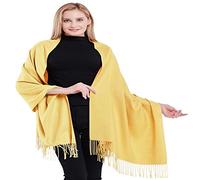 CJ Apparel Or Clair Couleur Unique Style Tissé en Sergé 100% Cachemire Châle Echarpe Manteau Etole Plaid Pashmina Nouvelle