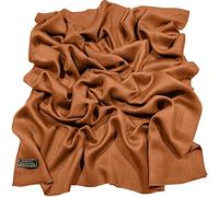 CJ Apparel Pashmina Écharpe à franges népalaises Couleur unie, Persimmon Orange FC1097, Taille unique