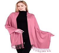 CJ Apparel Rose Pink Solid Color Tassels Design Nepalese Shawl Seconds Scarf Wrap Stole Throw Head Wrap Pashmina Hand Made in Nepal New