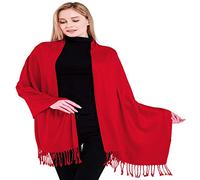 CJ Apparel Rouge Solide Couleur Unie Conception Népalaise Châle écharpe étole Wrap Secondes