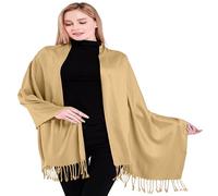 CJ Apparel - Seconds - Châle népalais, écharpe, étole, jeté de canapé, pashmina - Couleur unie - Beige - Taille unique