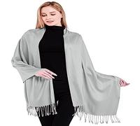 CJ Apparel - Seconds - Châle népalais, écharpe, étole, jeté de canapé, pashmina - Couleur unie - Gris - Taille unique