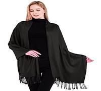CJ Apparel - Seconds - Châle népalais, écharpe, étole, jeté de canapé, pashmina - Couleur unie - Noir - Taille unique