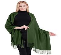 CJ Apparel Vert Foncé Couleur Unique Style Tissé en Sergé 100% Cachemire Châle Echarpe Manteau Etole Plaid Pashmina Nouvelle