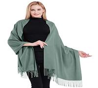CJ Apparel Vert Laurier Couleur Unique Style Tissé en Sergé 100% Cachemire Châle Echarpe Manteau Etole Plaid Pashmina Nouvelle