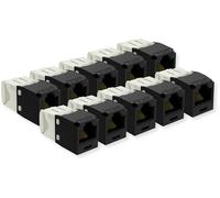 CJ688TGBL Lot de 10 modules mini-Com TX6 Plus Cat6 UTP RJ45 TG sans outils Noir T568A/T568B, PoE+/PoE++ (802.3bt Type 3/4), UL 2043 Plenum Rated