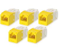 CJ688TGYL Lot de 5 modules jack Mini-Com UTP catégorie 6 TX6 Plus, jaune, style TG, sans outils, module réseau Ethernet RJ45 haute performance, câblage T568A/T568B