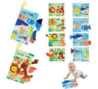 CJAPGJW Lot de 2 livres crépitants pour bébé - 20 x 12 cm - Jouet pour bébé de 6 mois - Jouet éducatif pour bébé - 2 livres avec effet froissé - Motif jungle et ferme