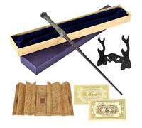 CJBIN Baguette Harry, 35CM Baguette Magique Harry avec Noyau Acier, Harry Baguette Magique, Baguette Harry Boîte Cadeau avec Carte, Billet et Support de Bbaguette Noire