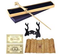 CJBIN Baguette Voldemort 37CM avec Noyau Acier, Boîte Cadeau avec Carte, Billet et Support de Baguette Noire