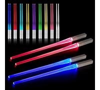 CJBIN Light Up Baguettes, 2 Paires Lightsaber Baguettes, Baguette Lumineuse avec 9 Modes de Couleur, Llluminating Chopsticks Réutilisables, Portables et Amovibles, sans BPA, pour la Cuisine et Sushis