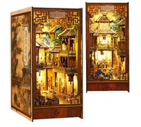 Cjeuxnr DIY Book Nook Kit maison de poupée miniature Puzzle 3D en bois Dynastie chinoise Han architecture culturelle modèle construire avec lumière LED et boîte à musique