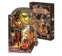Cjeuxnr Kit de bricolage pour coin de livre, puzzle 3D miniature gare de train pour étagère, maison de poupée sur le thème de Noël, projet d'artisanat pour adultes