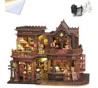 Cjeuxnr Kit de coin livre pour adultes, maison miniature 3D en bois avec lumière LED, insert d'étagère vintage, décoration d'intérieur et cadeau (ES020-ZY)