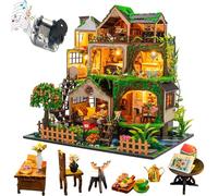 Cjeuxnr Kit de construction de maison de poupée miniature en bois fait à la main, avec lumières LED et musique, cadeau romantique de Saint-Valentin (L2501-A)