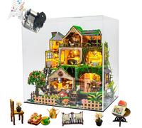 Cjeuxnr Kit de construction de maison de poupée miniature en bois fait à la main, avec lumières LED et musique, cadeau romantique de Saint-Valentin (L2501-B)
