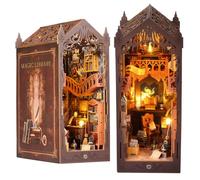 Cjeuxnr Kit miniature pour coin de livre - Maison de poupée - Décoration d'étagère - Puzzle 3D en bois - Serre-livres créatifs - Bibliothèque magique