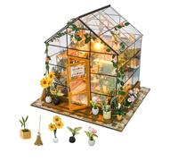Cjeuxnr Maison de poupée miniature en bois fait à la main, modèle de maison de poupée architecturale miniature, avec chambre créative LED, idée cadeau pour ami adulte