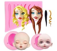 Cjeuxnr Moules en silicone 3D en forme de visage humain pour décoration de gâteaux (A)