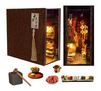 Cjeuxnr Puzzle en bois à faire soi-même - Scène miniature 3D - Kit d'insertion d'étagère de livre - Fait à la main - Jouets pour adultes