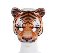 CJFBDFC Masque De Masquerade 3D Réaliste Tigre Demi-Visage Masque, Costume d'animal pour Halloween Fantaisie Robe Fête Prop-a2