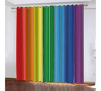 CJGVKS Lot de 2 Rideaux Occultants L107cm x H244cm Rideau Occultant Imprimé Arc-en-Ciel Sept Couleurs Rideau Opaque avec Œillets Rideaux Occultant pour Salon Chambre à Coucher Salle à Manger
