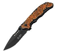 CJH couteau à ouverture d'une main camo/noir 44013