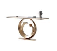 CJHFR472SG Accueil Table d'entrée Moderne avec Plateau en Faux marbre et Base en métal, avec éclairage à Induction - Table Console for espaces étroits Derrière Le canapé(Gold,Moyen)