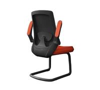 CJHFR472SG Chaise de bureau classique avec accoudoirs réglables et base traîneau en métal à dossier haut en maille pour adulte (orange)