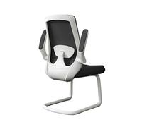 CJHFR472SG Chaise de bureau classique avec accoudoirs réglables et base traîneau en métal, dossier haut, chaise de bureau en maille pour adulte, blanc