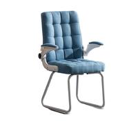 CJHFR472SG Chaise de bureau classique avec coussin en tissu confortable et doux - Dossier moyen - Base en métal - Sans roulettes - Bleu