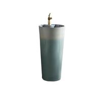 CJHFR472SG Classique Lavabo intégré en céramique avec Robinet et bonde de vidage, lavabo sur Pied for Salle de Bain autoportant Lavabo de Salle de Bain